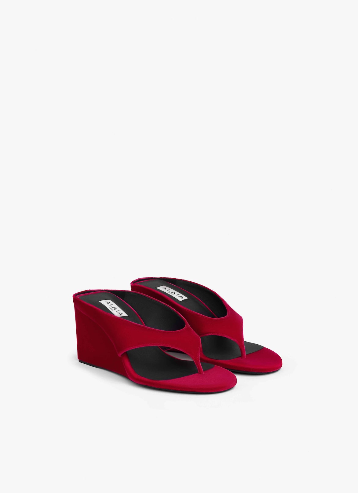 CUBE THONG MULES IN VELVET ALAÏA FUCHSIA CUBE THONG MULES IN VELVET